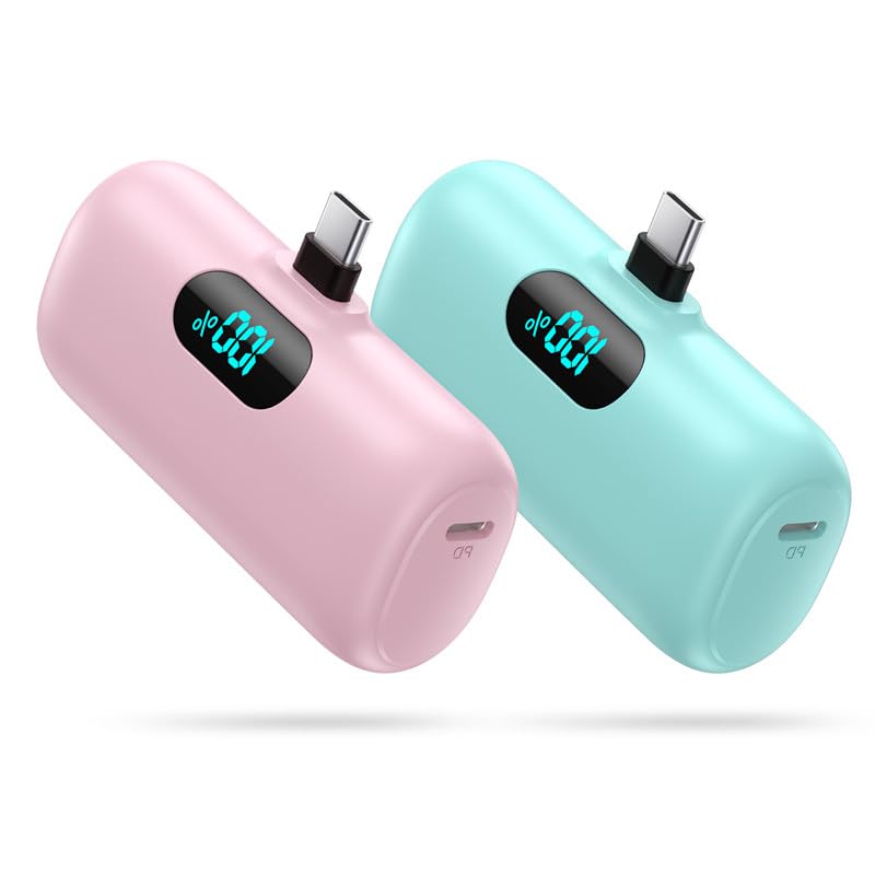 [2-Pack]Portable Charger for iPhone 17/16/15,Mini Power Bank 5000mAh PD USB C Portable Phone Charger,Travel Essential Battery Pack for iPhone 17/17 Air/16/16 pro/15/15 pro Max/Android/Samsung/Moto/LG