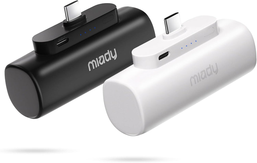 Miady 2-Pack Mini Portable Charger Built-in USB C Connector Small PowerBank