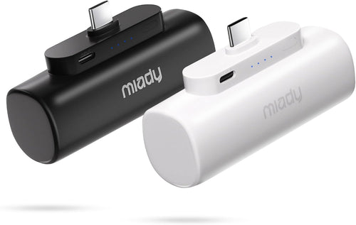 Miady 2-Pack Mini Portable Charger Built-in USB C Connector Small PowerBank