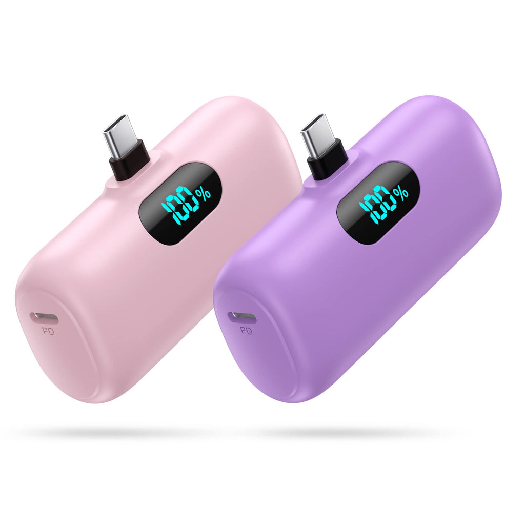 [2-Pack]Portable Charger for iPhone 17/16/15,Mini Power Bank 5000mAh PD USB C Portable Phone Charger,Travel Essential Battery Pack for iPhone 17/17 Air/16/16 pro/15/15 pro Max/Android/Samsung/Moto/LG