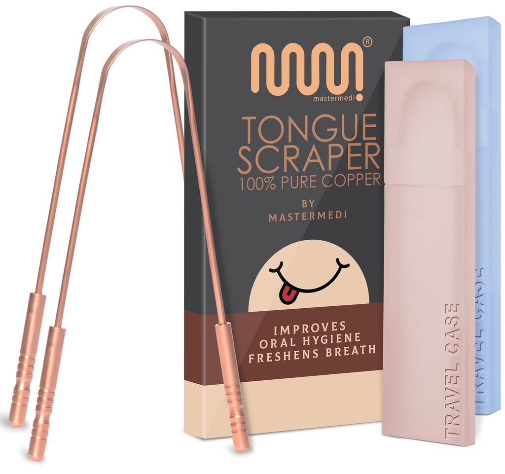 MasterMedi Tongue Scraper with Case Easy to Use Tongue Scraper for Adults, Tongue Cleaner for Oral Care & Hygiene