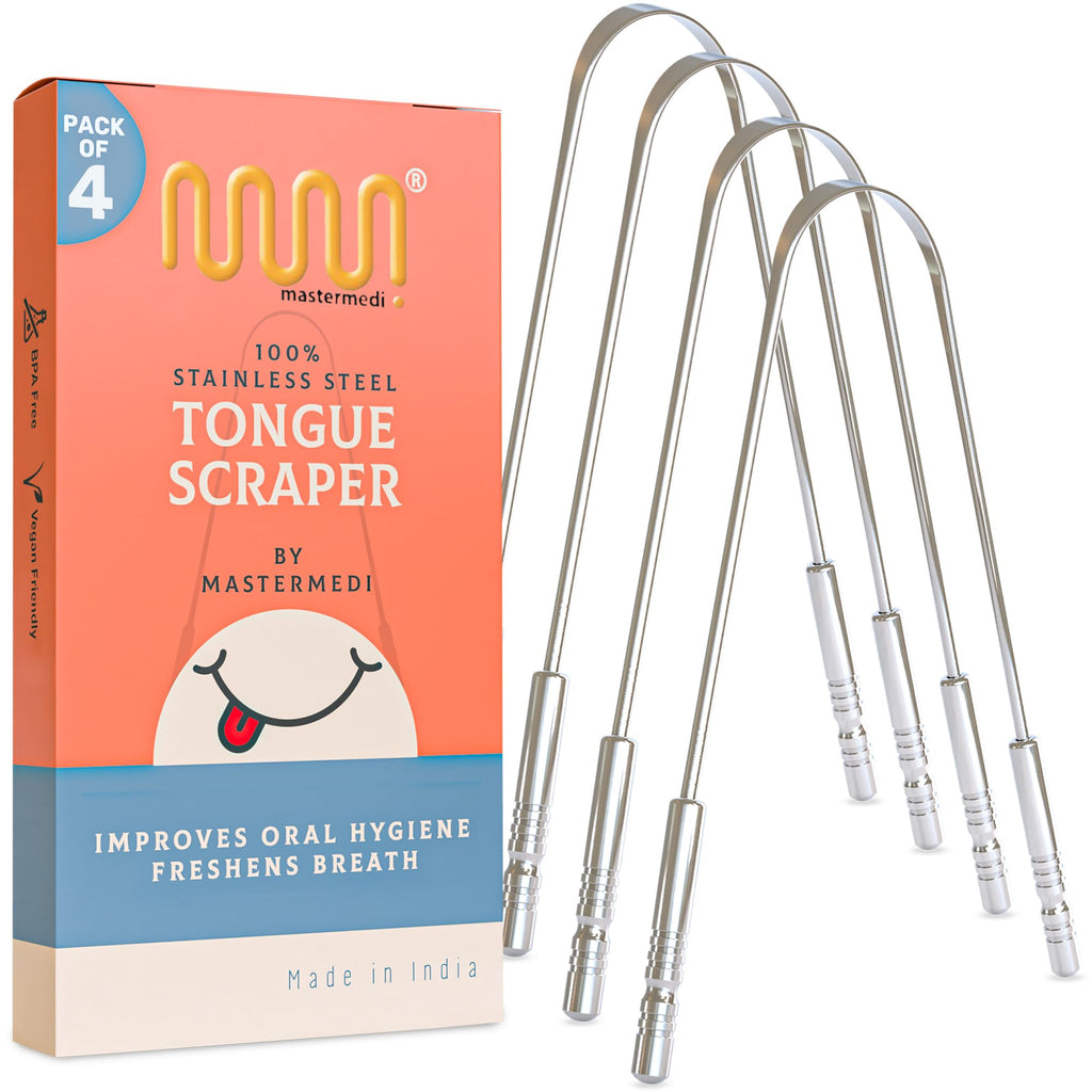 MasterMedi Tongue Scraper with Case Easy to Use Tongue Scraper for Adults, Tongue Cleaner for Oral Care & Hygiene