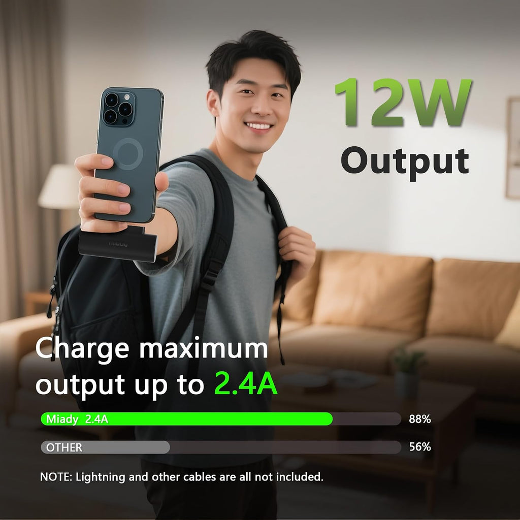 Miady 2-Pack Mini Portable Charger Built-in USB C Connector Small PowerBank