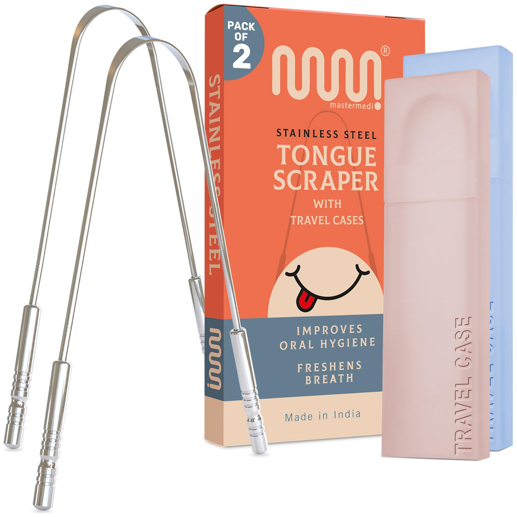 MasterMedi Tongue Scraper with Case Easy to Use Tongue Scraper for Adults, Tongue Cleaner for Oral Care & Hygiene