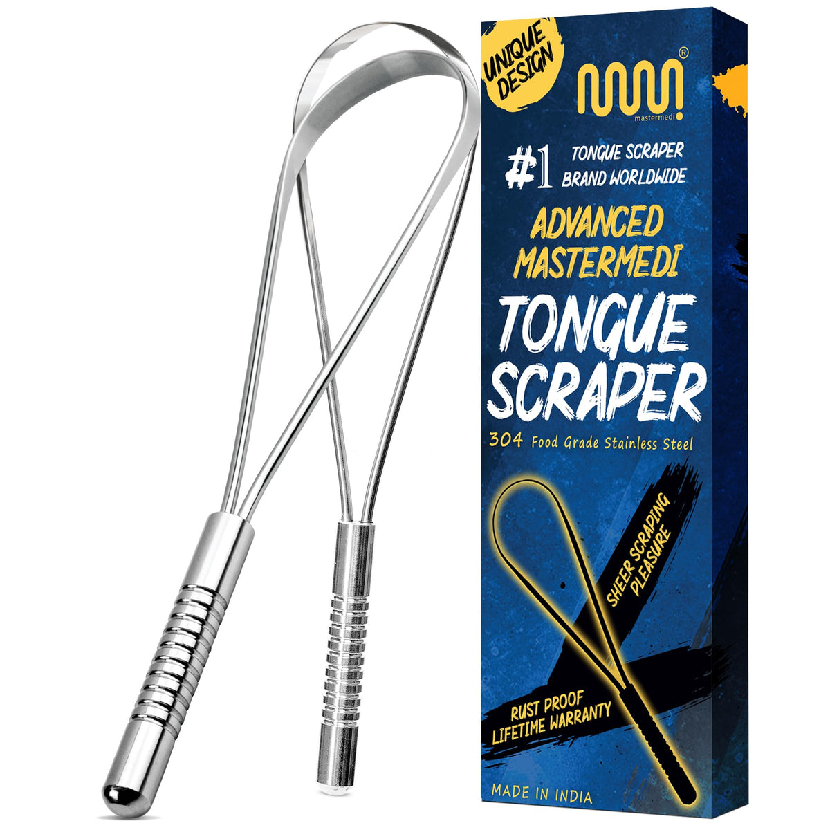 MasterMedi Tongue Scraper with Case Easy to Use Tongue Scraper for Adults, Tongue Cleaner for Oral Care & Hygiene
