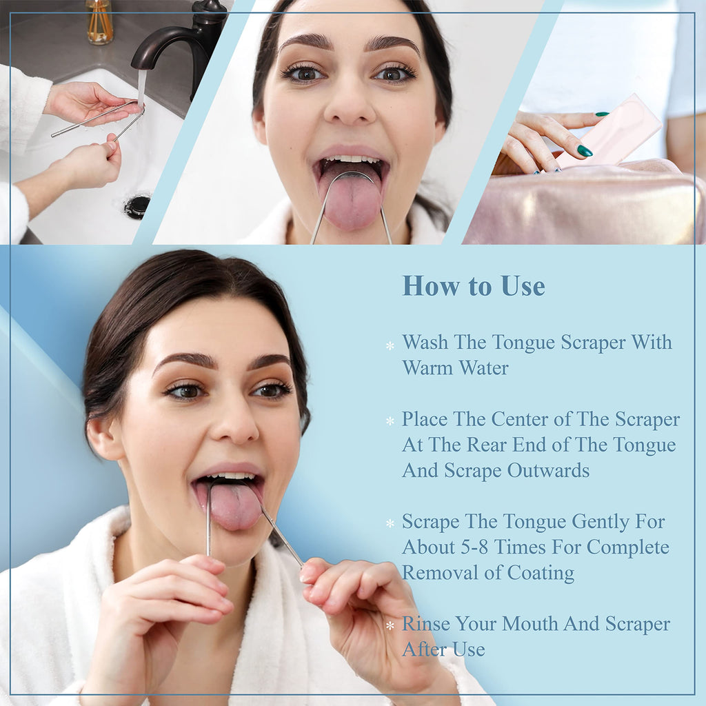 MasterMedi Tongue Scraper with Case Easy to Use Tongue Scraper for Adults, Tongue Cleaner for Oral Care & Hygiene